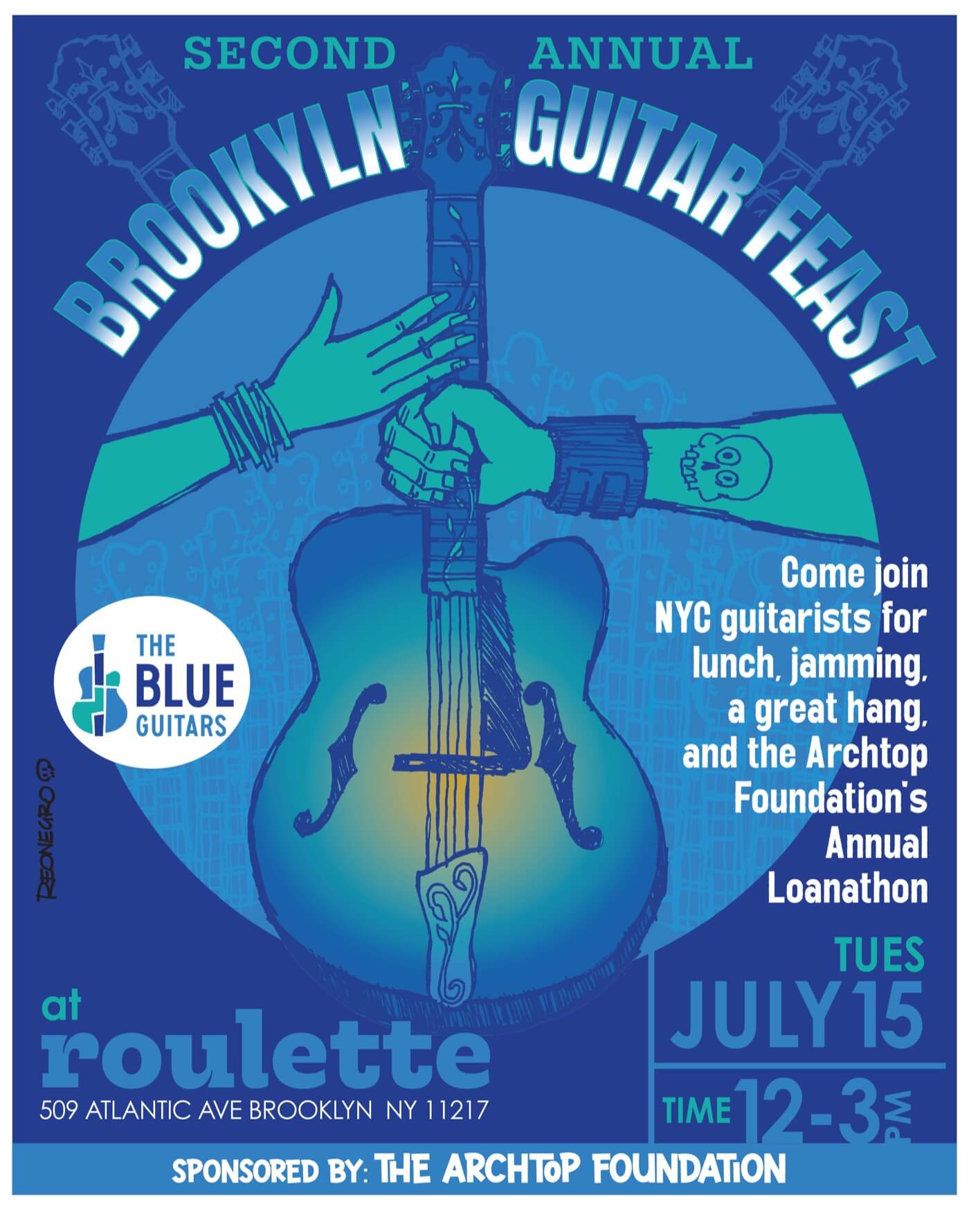 Poster for the second annual Brooklyn Guitar Feast.